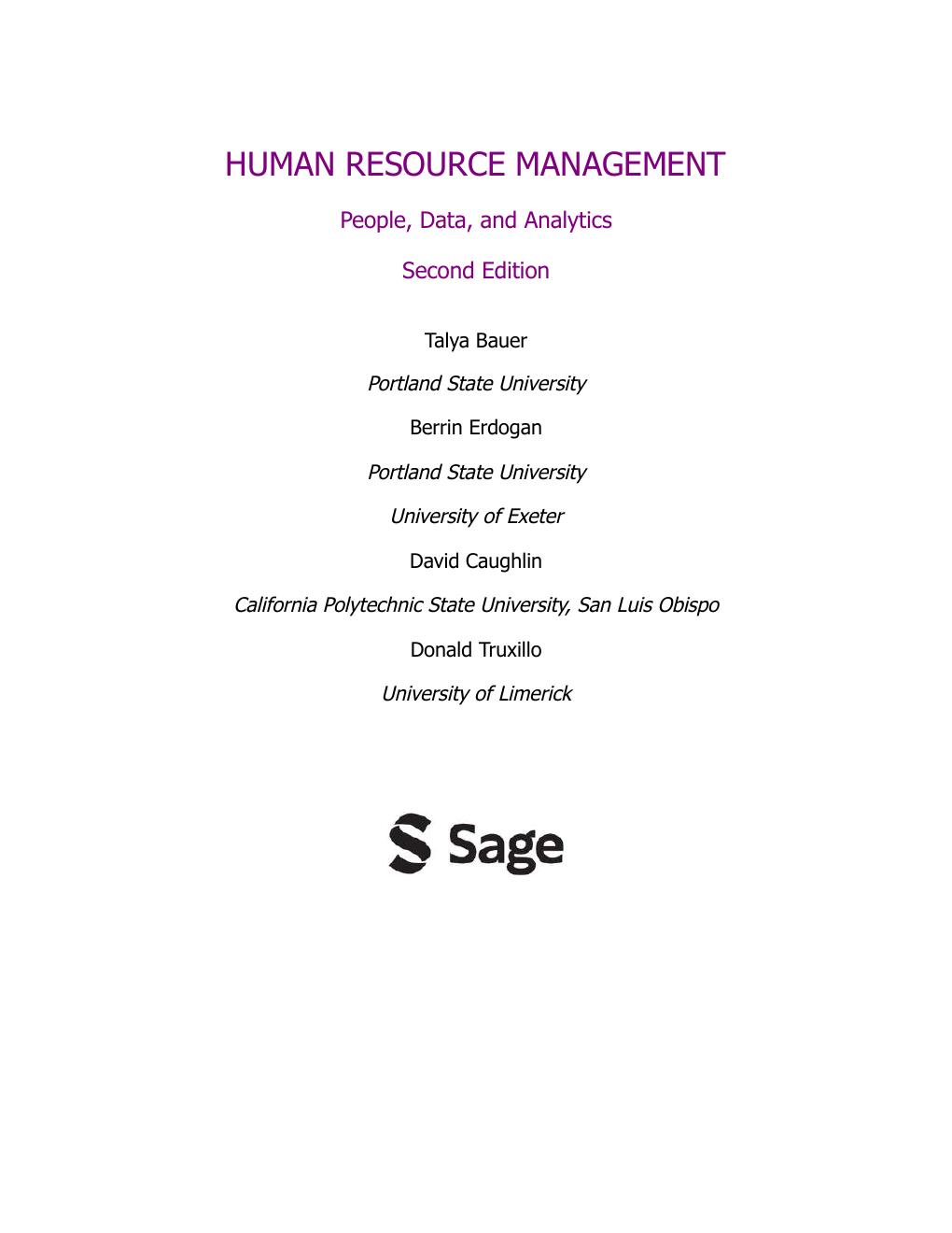 Preview page 5 of Human Resource Management People Data and Analytics 2nd Edition By Talya Bauer, Berrin Erdogan, David Caughlin, Donald T