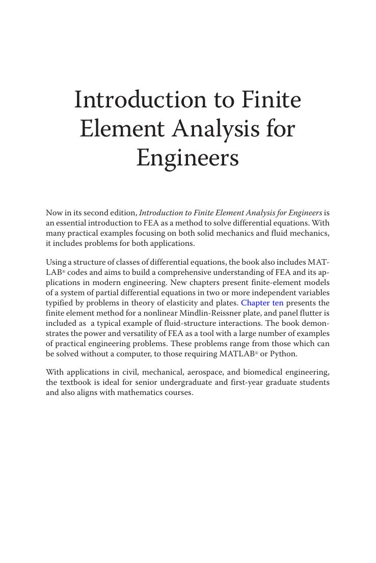 Preview page 2 of Introduction to Finite Element Analysis for Engineers 2nd Edition By Saad A. Ragab, Hassan E. Fayed eBook PDF