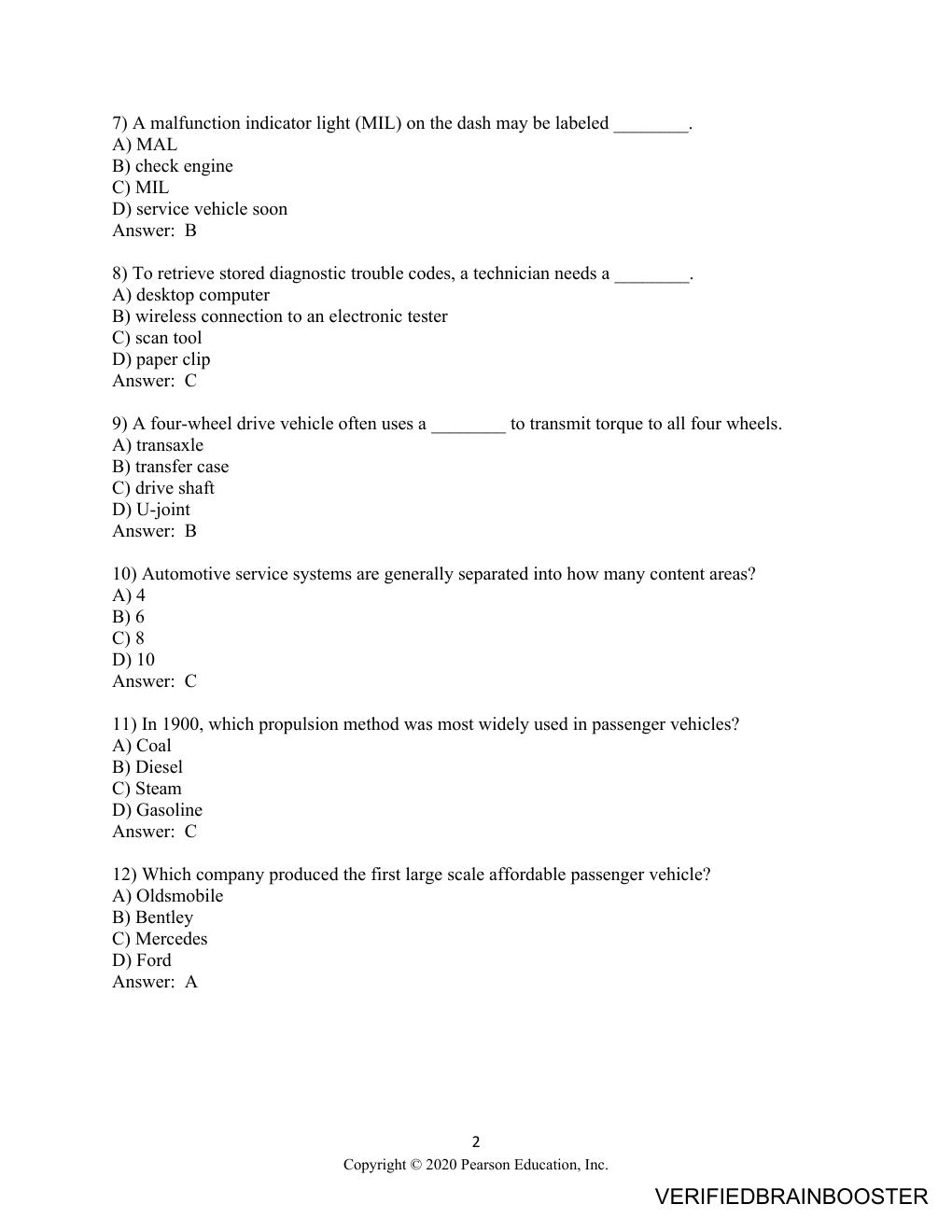 Preview page 2 of Test Bank For Automotive Technology, 6th Edition (Halderman)