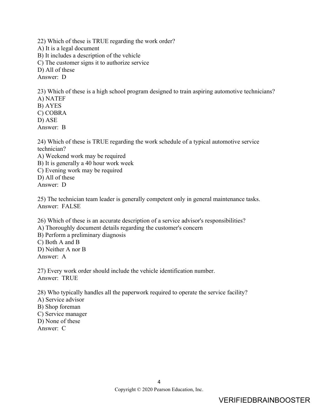 Preview page 10 of Test Bank For Automotive Technology, 6th Edition (Halderman)