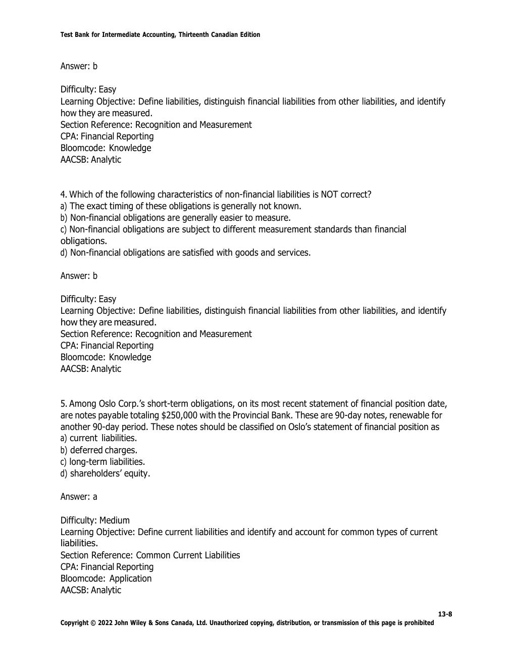 Preview page 10 of test bank for Solution Manuals For Intermediate Accounting Volume 2, 13th Canadian Edition