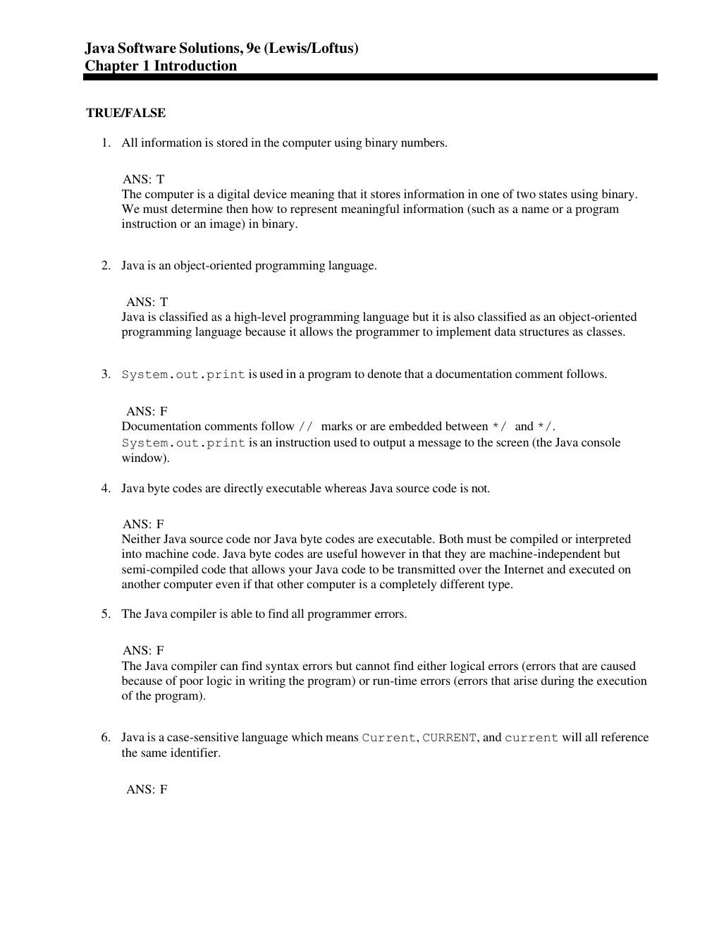 Preview page 2 of Solution Manual & Test Bank for Java Software Solutions, Global Edition, 9th Edition by John Lewis