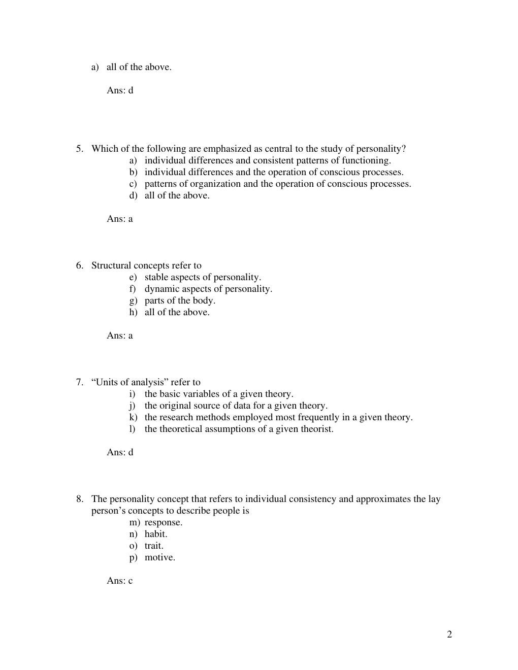 Preview page 3 of Test Bank & Solution Manual for Personality, 14th Edition By Daniel Cervone Chapter: Chapter 01: Personality Theory: Fro
