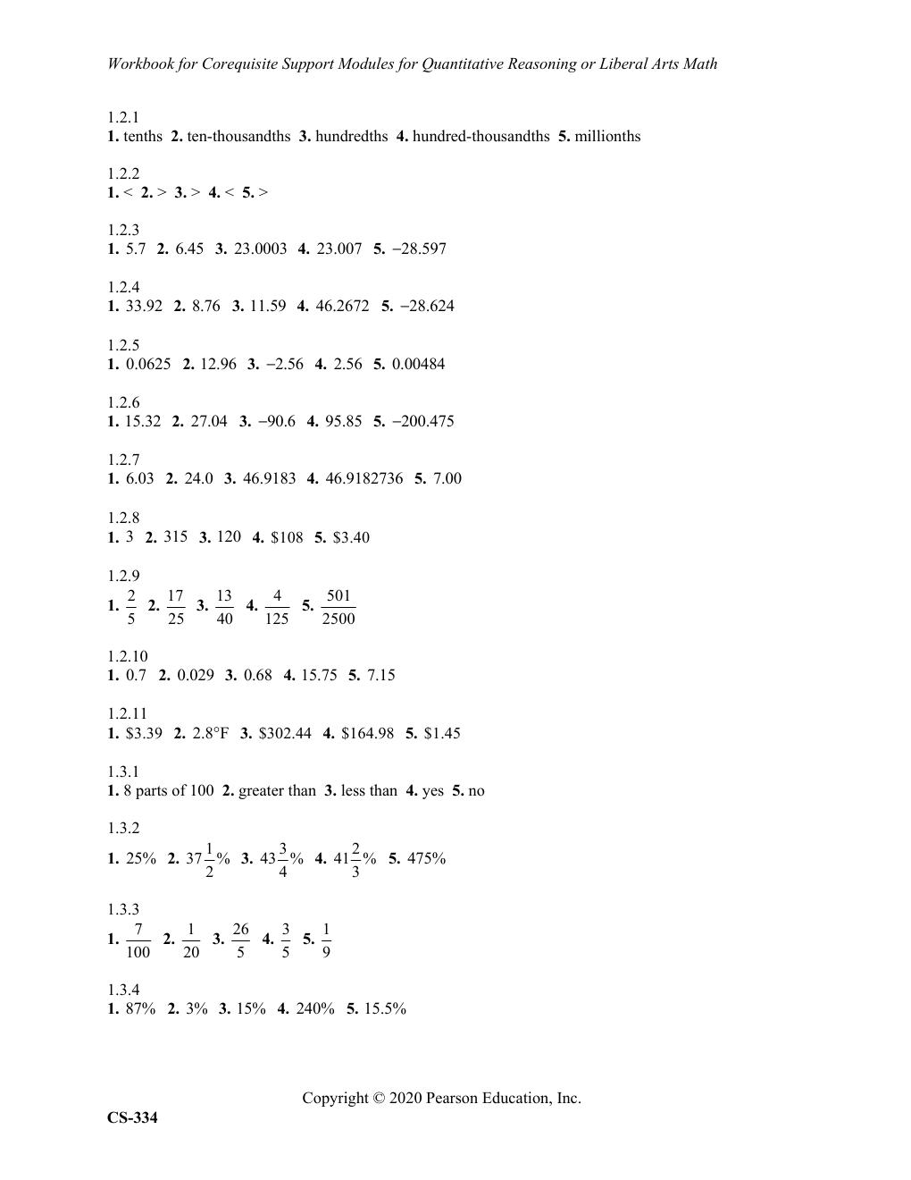 Preview page 2 of Quantitative Reasoning or Liberal Arts Math 1st Edition By Pearson (Workbook Answers All Chapters, 100% Original Verifie