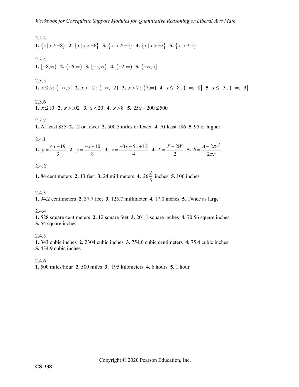 Preview page 6 of Quantitative Reasoning or Liberal Arts Math 1st Edition By Pearson (Workbook Answers All Chapters, 100% Original Verifie