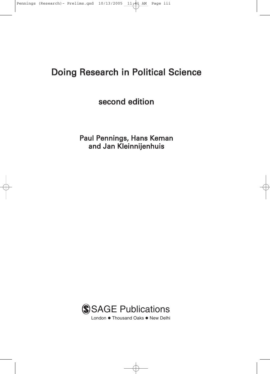 Preview page 4 of Doing Research in Political Science An Introduction to Comparative Methods and Statistics 2nd Edition By Paul Pennings,