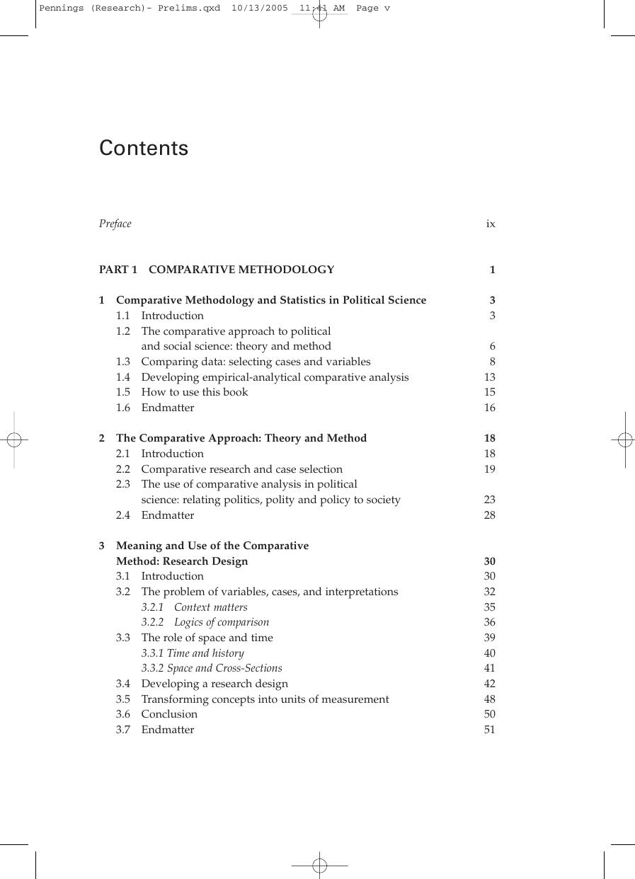 Preview page 6 of Doing Research in Political Science An Introduction to Comparative Methods and Statistics 2nd Edition By Paul Pennings,