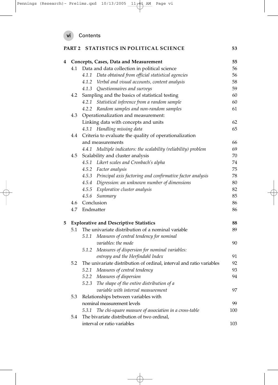 Preview page 7 of Doing Research in Political Science An Introduction to Comparative Methods and Statistics 2nd Edition By Paul Pennings,