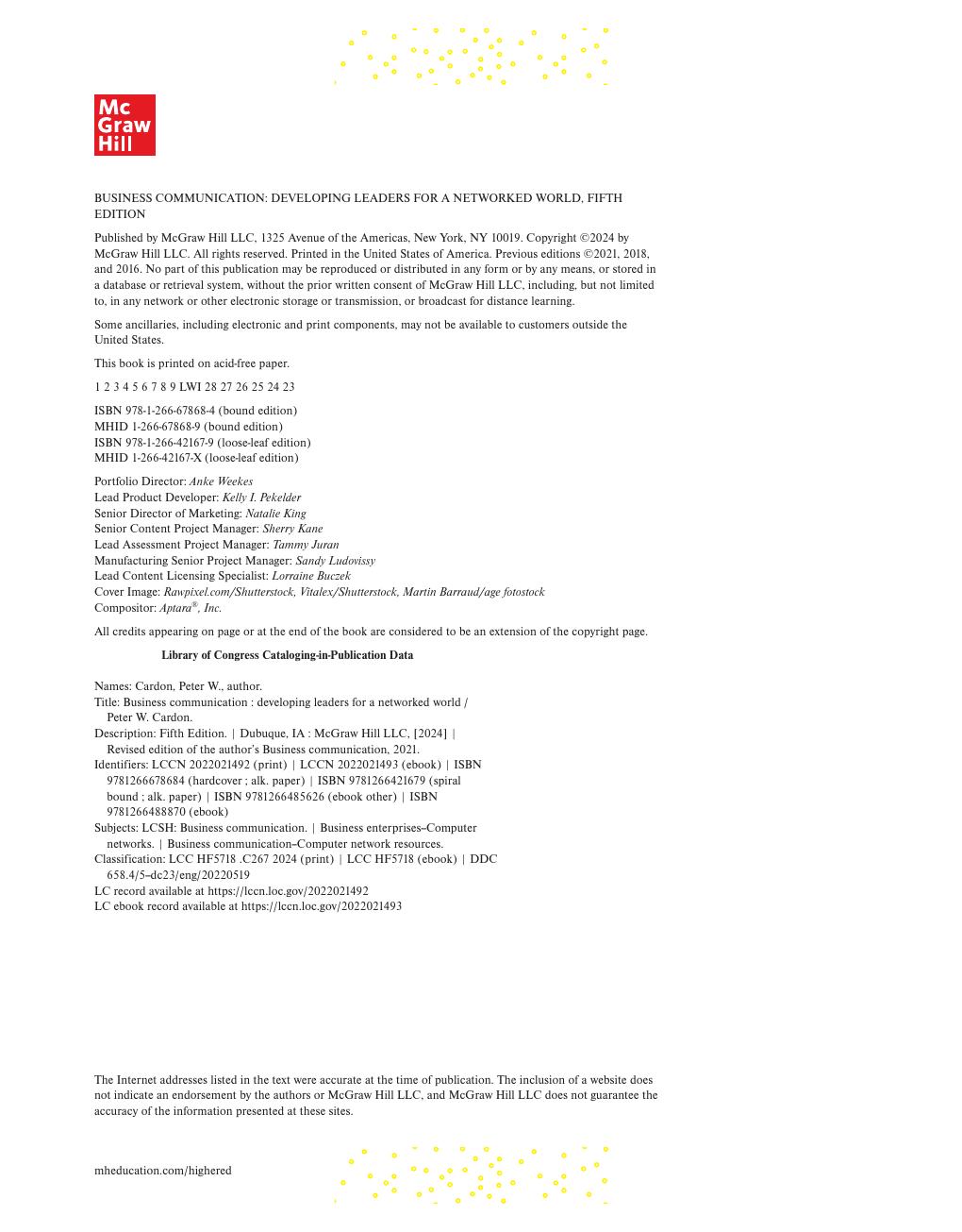 Preview page 3 of Business Communication Developing Leaders for a Networked World 5th Edition By Peter Cardon