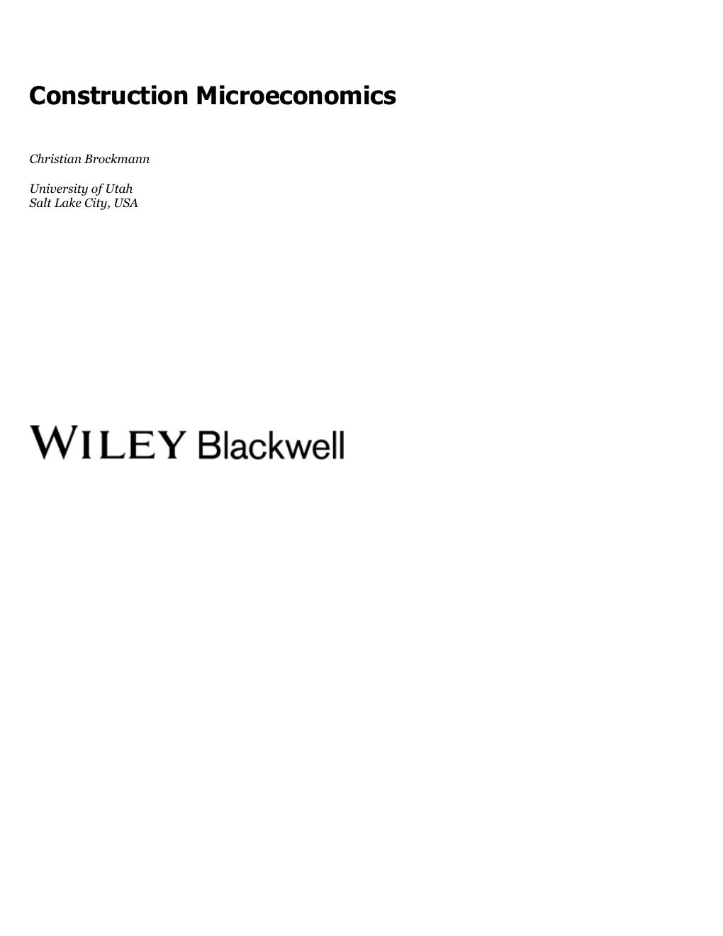 Preview page 2 of Construction Microeconomics 1st Edition By Christian Brockmann