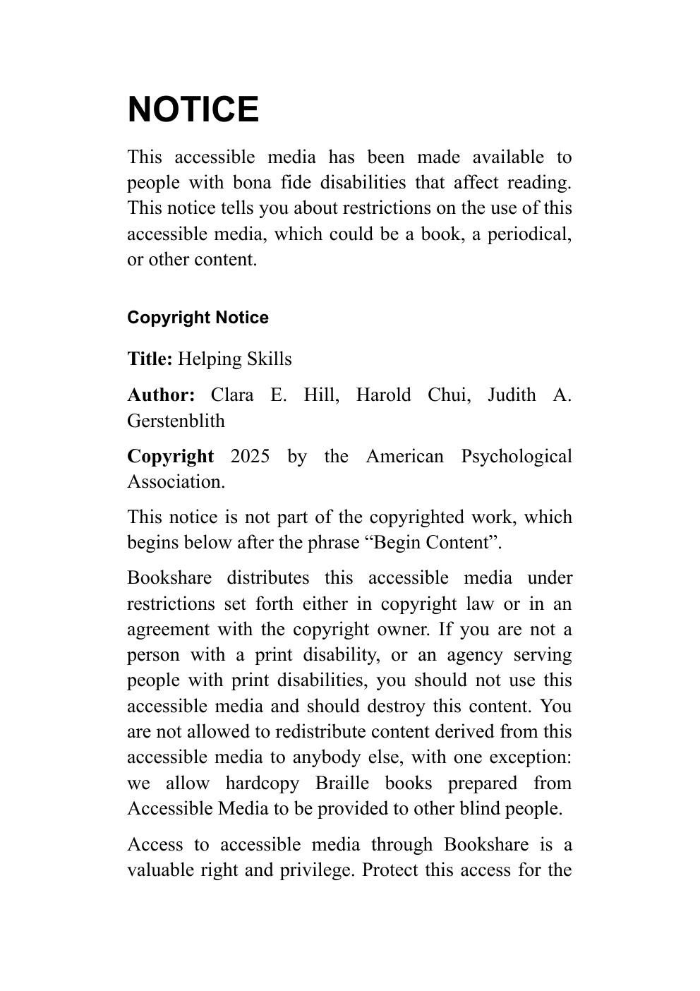 Preview page 4 of Helping Skills 6th Edition By Clara E. Hill, Harold Chui, Judith A. Gerstenblith