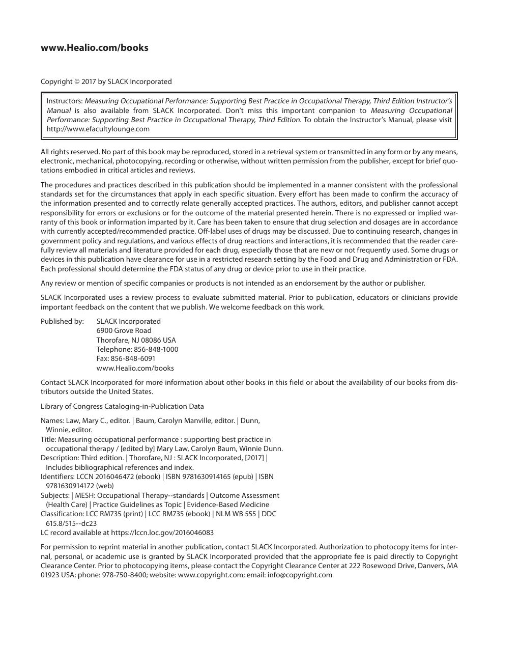 Preview page 5 of Measuring Occupational Performance Supporting Best Practice in Occupational Therapy 3rd Edition By Mary Law, Carolyn M.