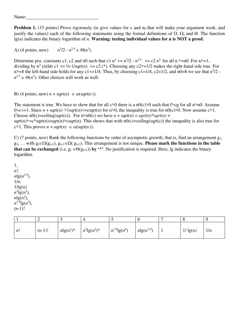 Preview page 2 of CSC 505 Design and Analysis of Algorithms CSC 505 651 Summer Midterm