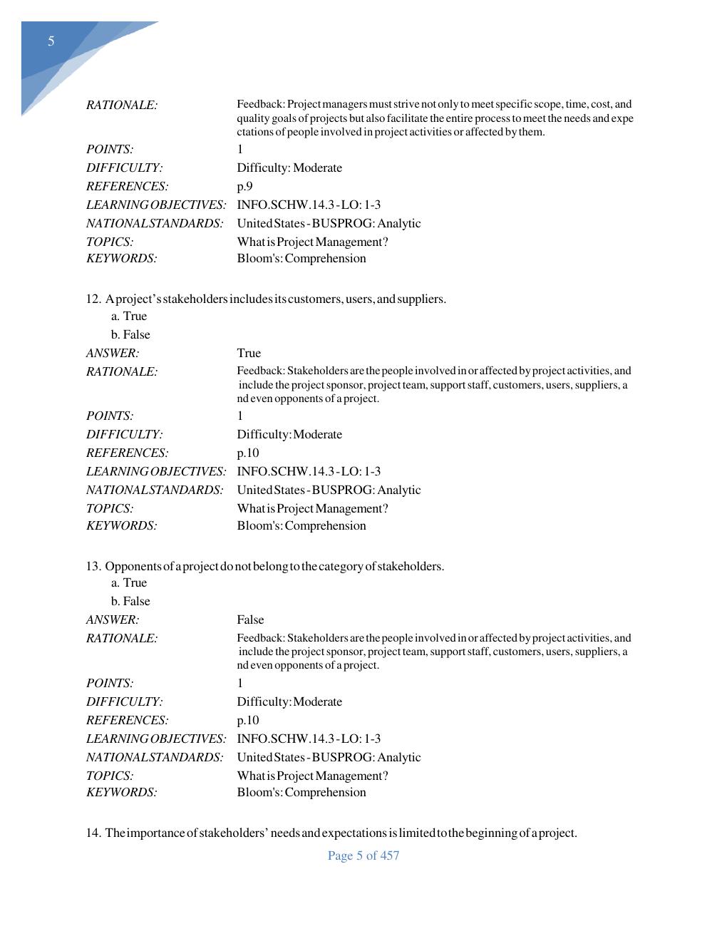 Preview page 6 of TEST BANK For Information Technology  Project Management 9th Edition  Kathy Schwalbe,Verified Chapters