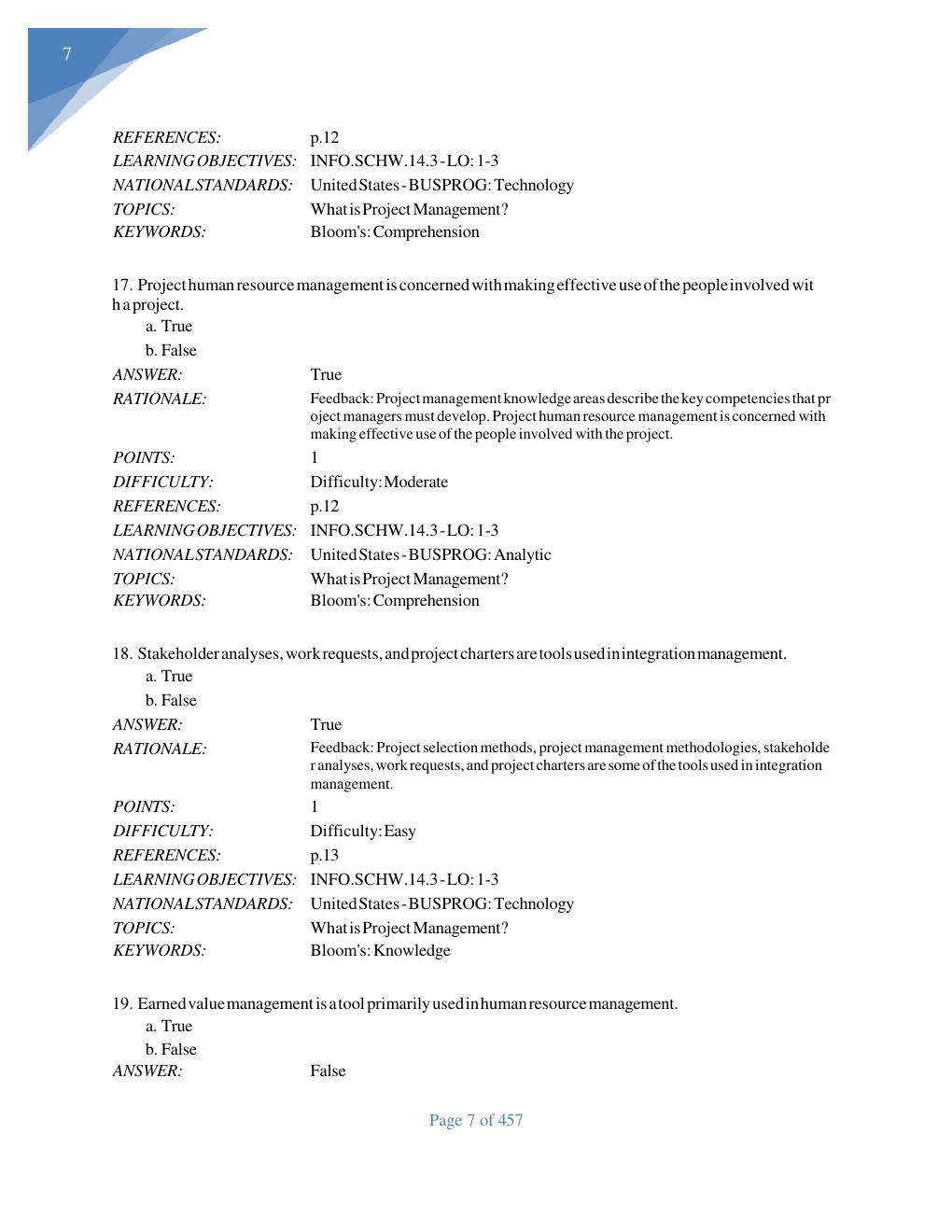 Preview page 8 of TEST BANK For Information Technology  Project Management 9th Edition  Kathy Schwalbe,Verified Chapters