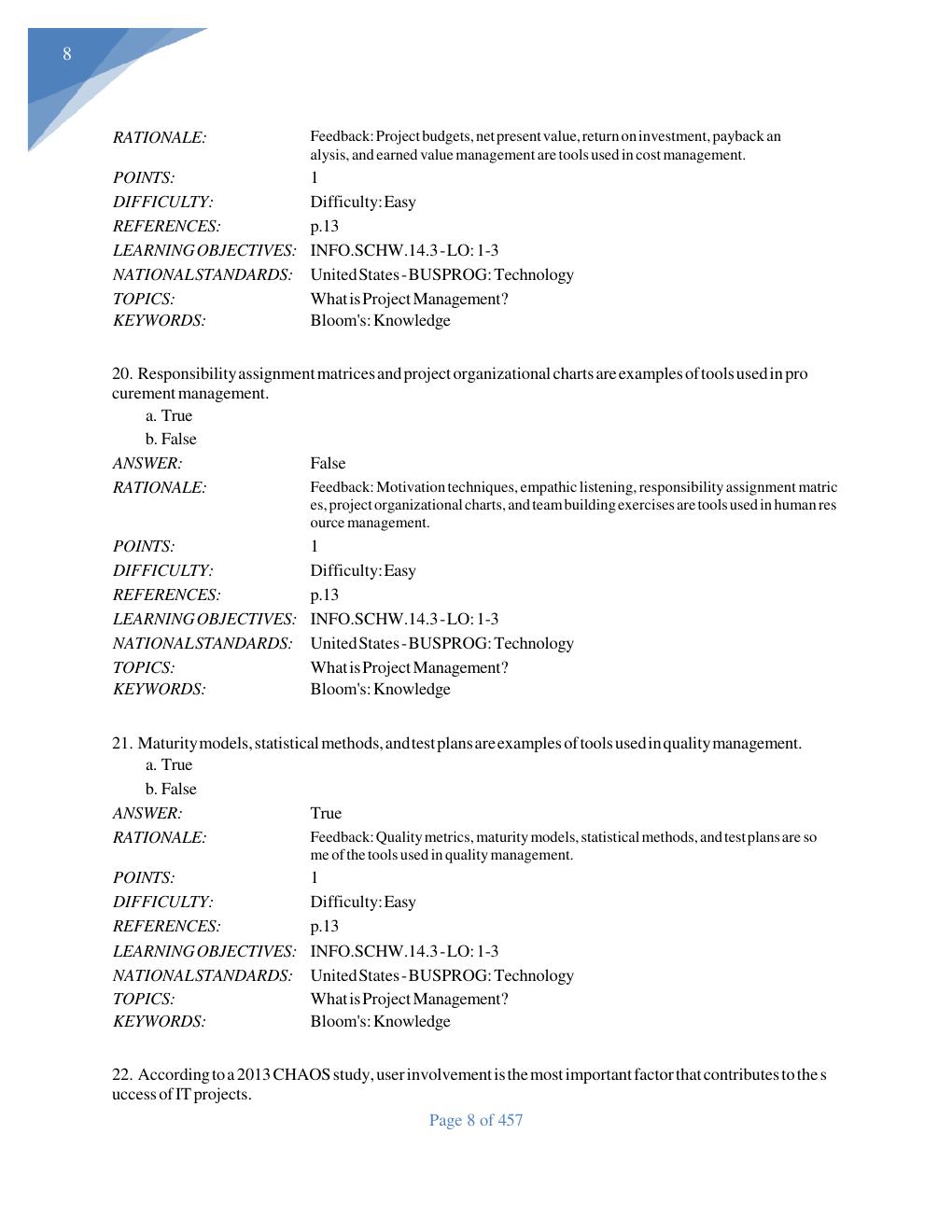 Preview page 9 of TEST BANK For Information Technology  Project Management 9th Edition  Kathy Schwalbe,Verified Chapters