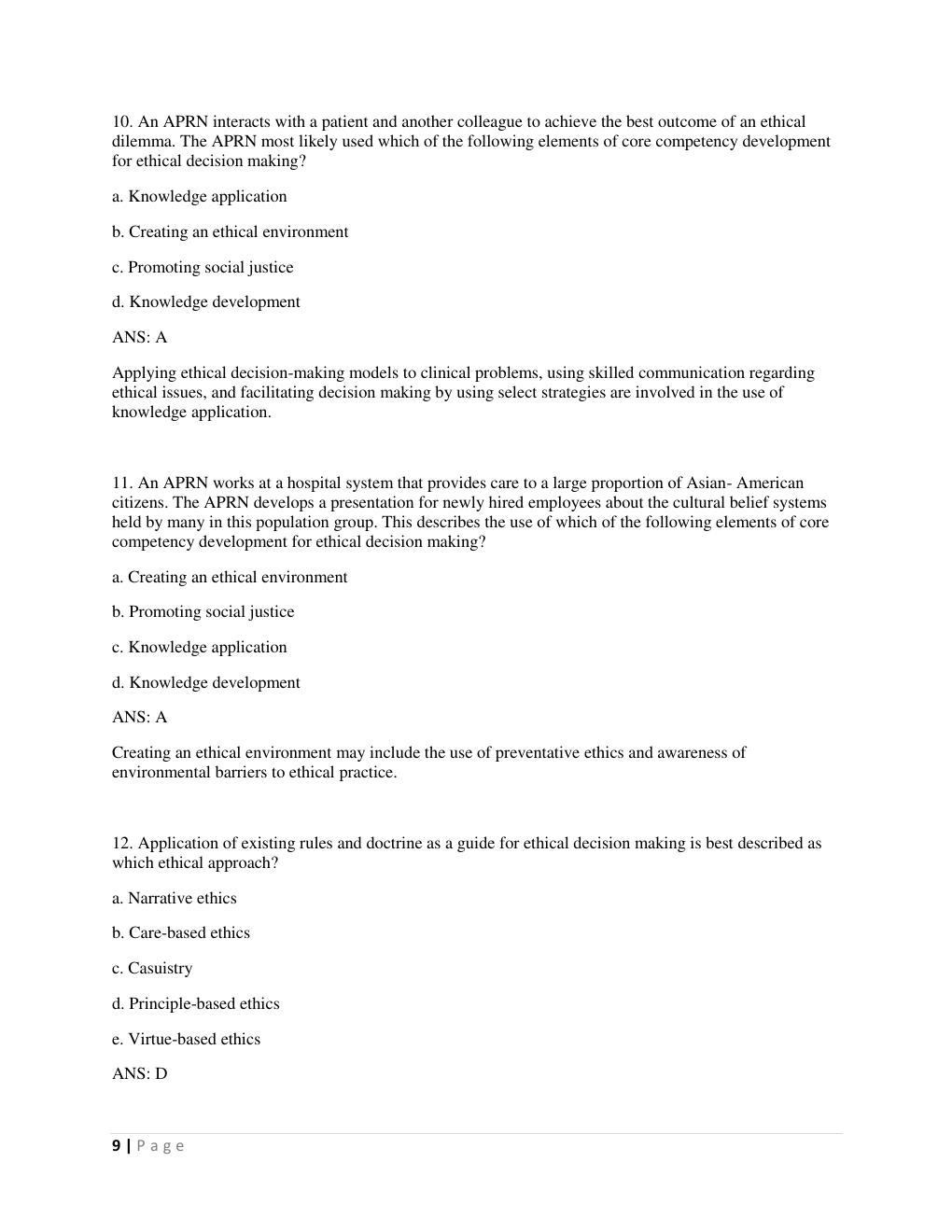 Preview page 9 of Test Bank -Advanced Practice Nursing: Essentials for Role Development 5th Edition by Lucille A. Joel All Chapters A+