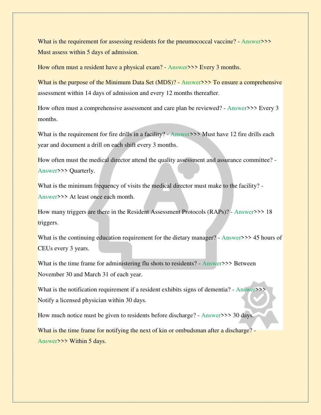 Preview page 5 of FLORIDA NURSING HOME ADMINISTRATOR REFERENCE GUIDE TEST EXAM LATEST 2026/2027 COMPLETE STUDY QUESTIONS WITH VERIFIED SOL