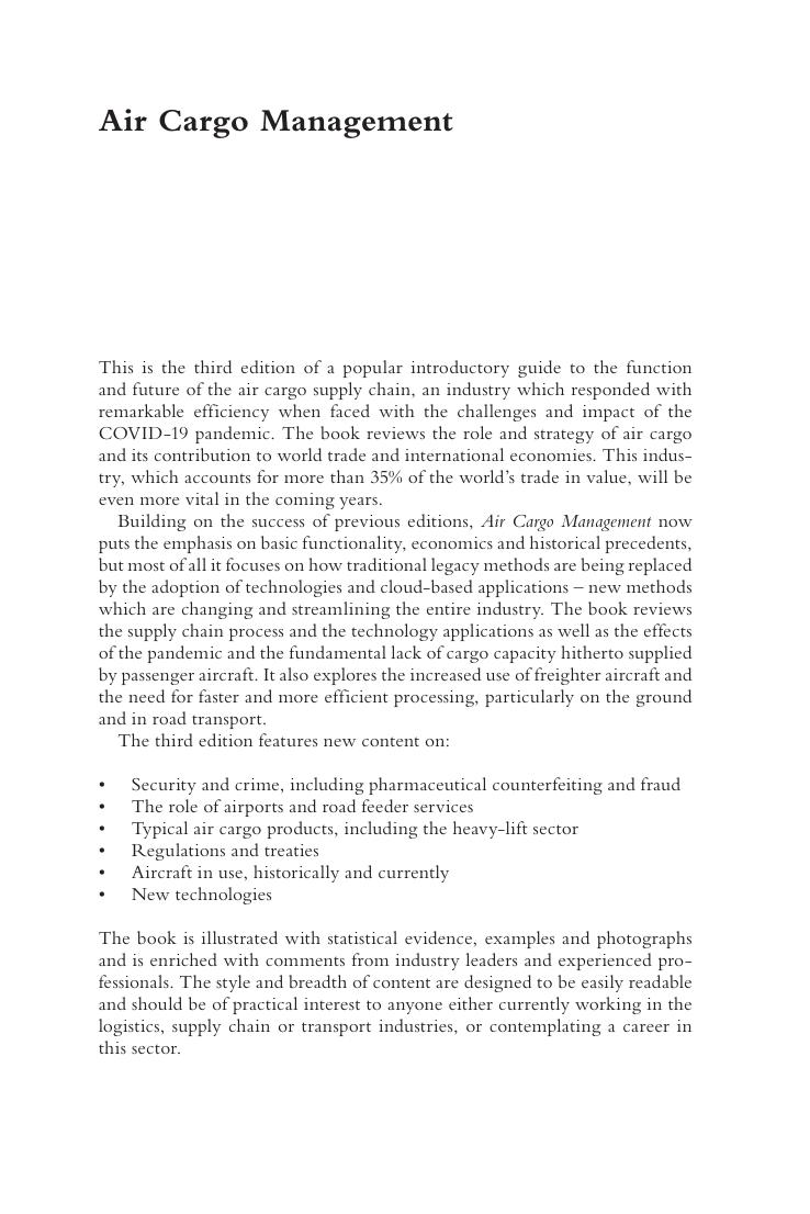 Preview page 2 of Air Cargo Management 3rd Edition By Michael Sales, Sebastiaan Scholte