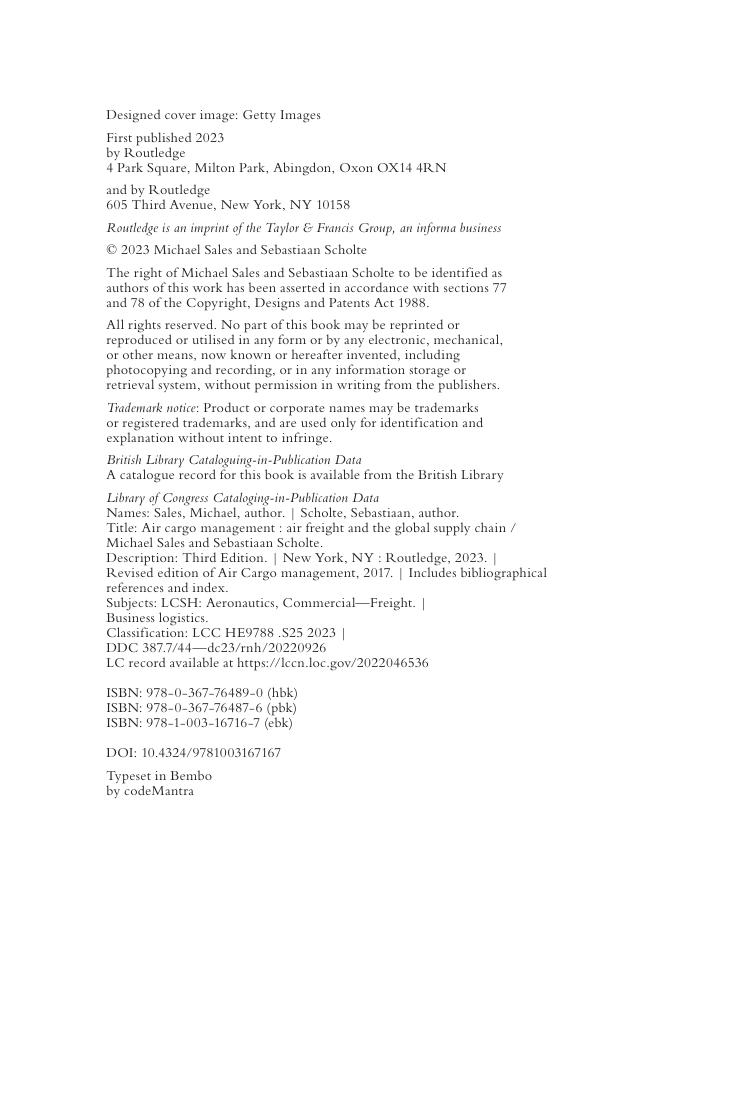 Preview page 5 of Air Cargo Management 3rd Edition By Michael Sales, Sebastiaan Scholte