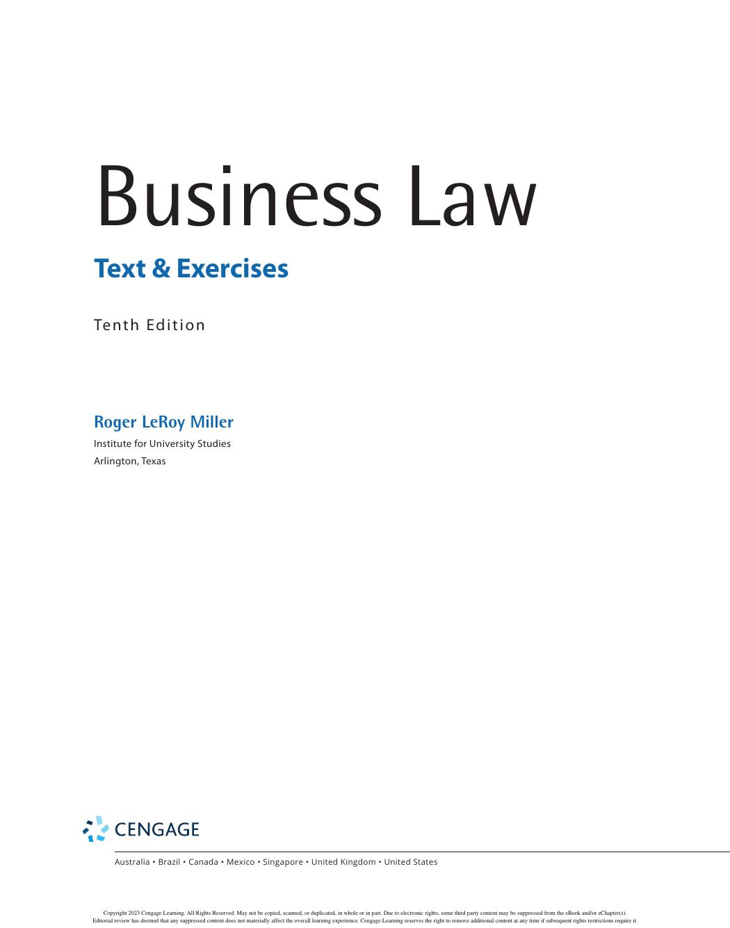 Preview page 3 of Business Law Text & Exercises 10th Edition By Roger Miller