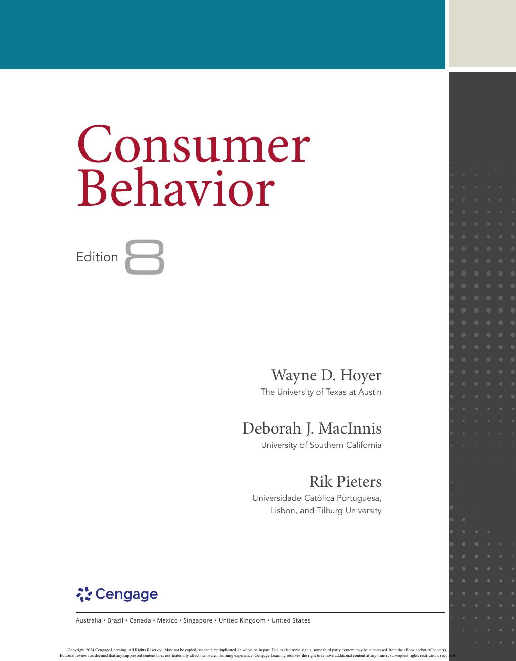 Preview page 2 of Consumer Behavior 8th Edition By Wayne D. Hoyer, Deborah J. MacInnis, Rik Pieters