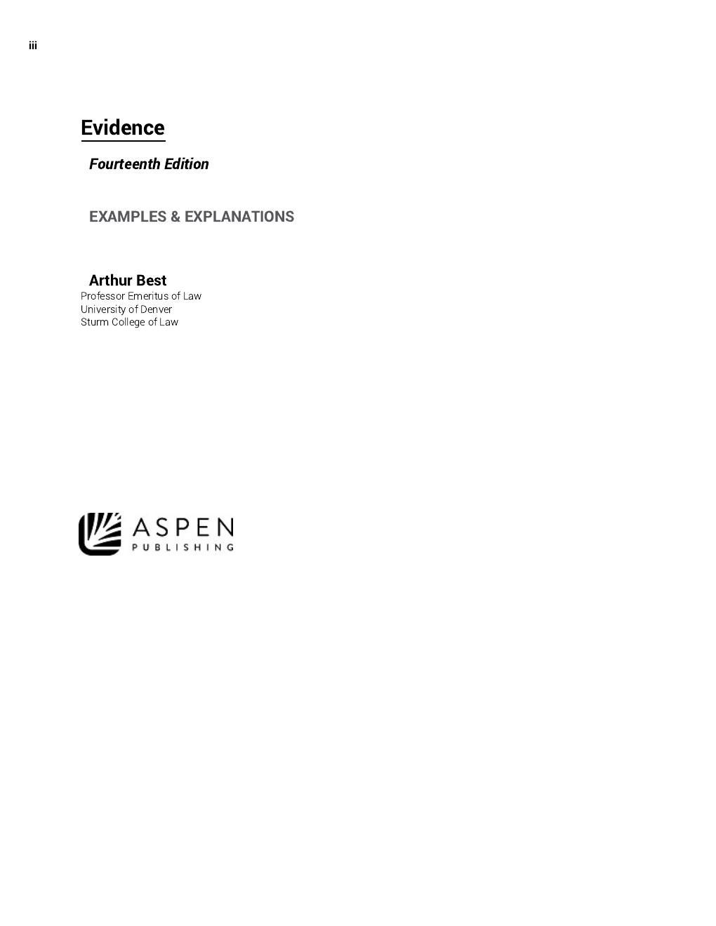 Preview page 2 of Examples & Explanations for Evidence 14th Edition By Arthur Best