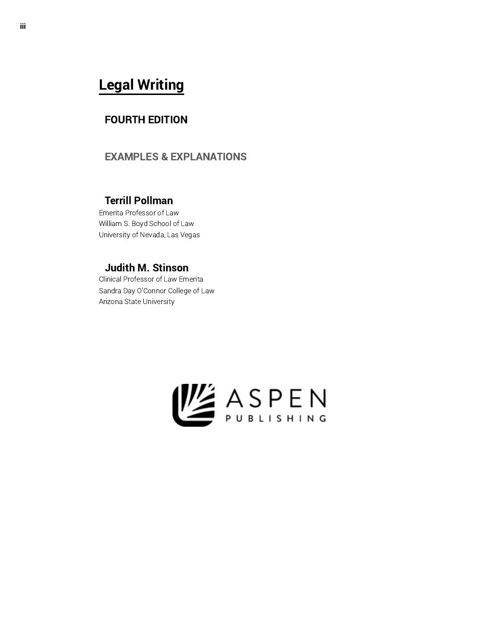 Preview page 4 of Examples & Explanations Legal Writing 4th Edition By Terrill Pollman, Judith Stinson