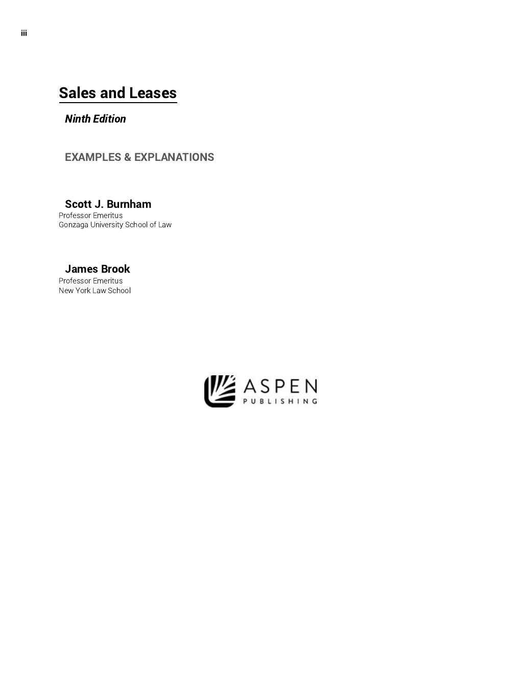 Preview page 2 of Examples & Explanations Sales and Leases 9th Edition By Scott J. Burnham, James J. Brook