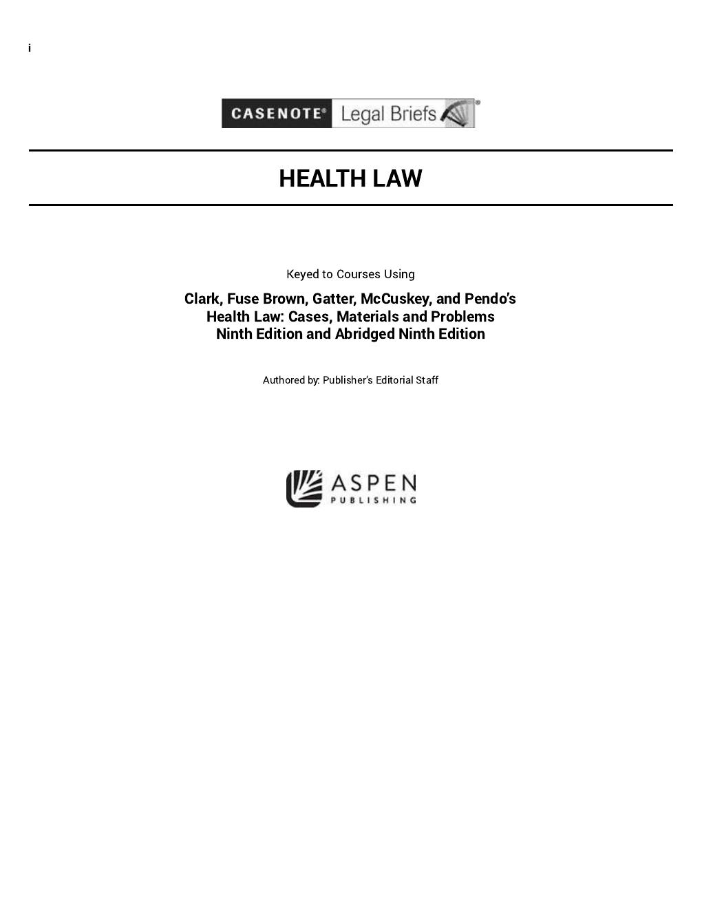 Preview page 2 of Health Law Keyed to Courses Using 9th Edition By Aspen Publishing
