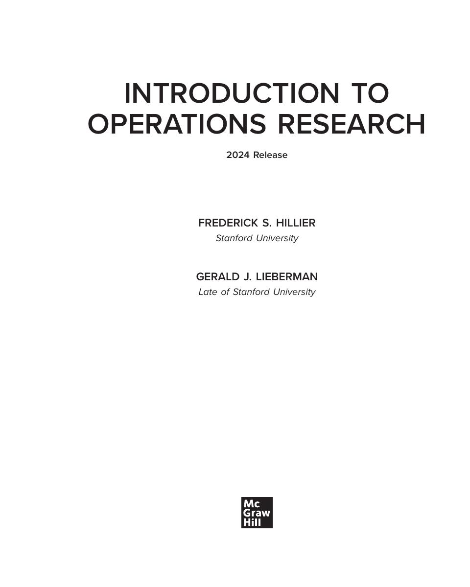 Preview page 2 of Introduction to Operations Research 2024 Release By Frederick Hillier, Gerald Lieberman