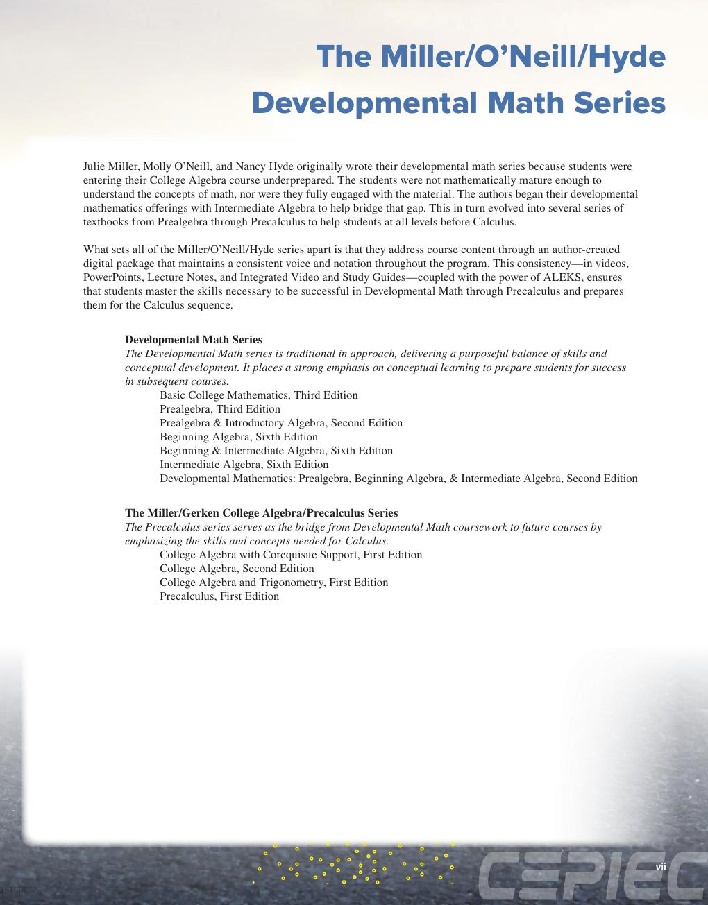 Preview page 8 of ISE Intermediate Algebra 6th Edition By Julie Miller, Molly O'Neill, Nancy Hyde