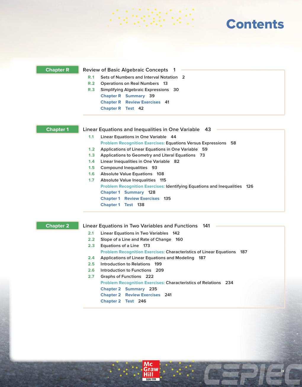 Preview page 10 of ISE Intermediate Algebra 6th Edition By Julie Miller, Molly O'Neill, Nancy Hyde