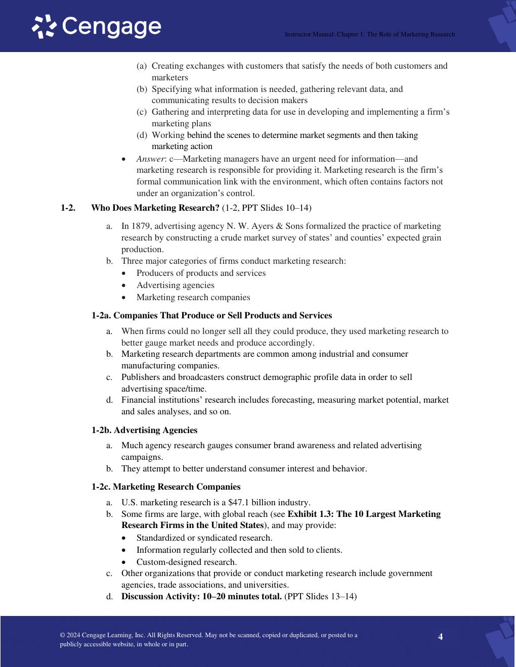 Preview page 4 of Solution Manual For Basic Marketing Research 10th Edition Tom J. Brown, Tracy A. Suter, Gilbert A. Churchill Chapter 1-2
