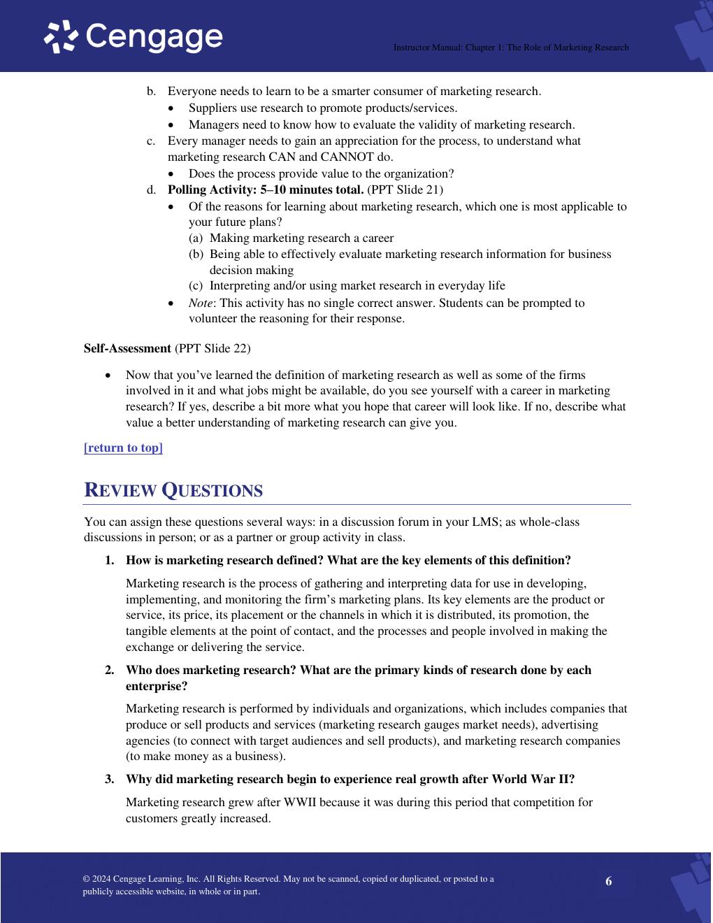 Preview page 6 of Solution Manual For Basic Marketing Research 10th Edition Tom J. Brown, Tracy A. Suter, Gilbert A. Churchill Chapter 1-2
