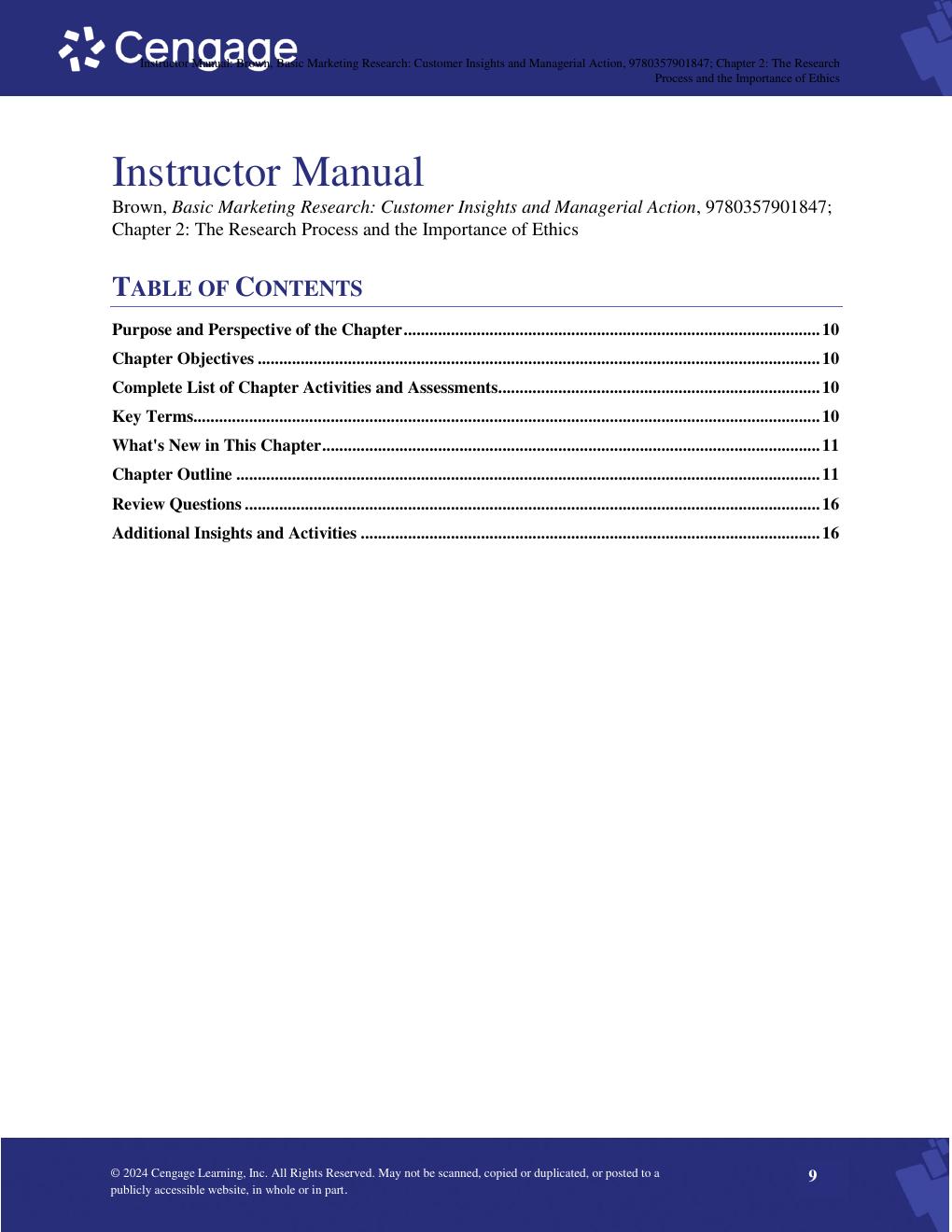 Preview page 9 of Solution Manual For Basic Marketing Research 10th Edition Tom J. Brown, Tracy A. Suter, Gilbert A. Churchill Chapter 1-2