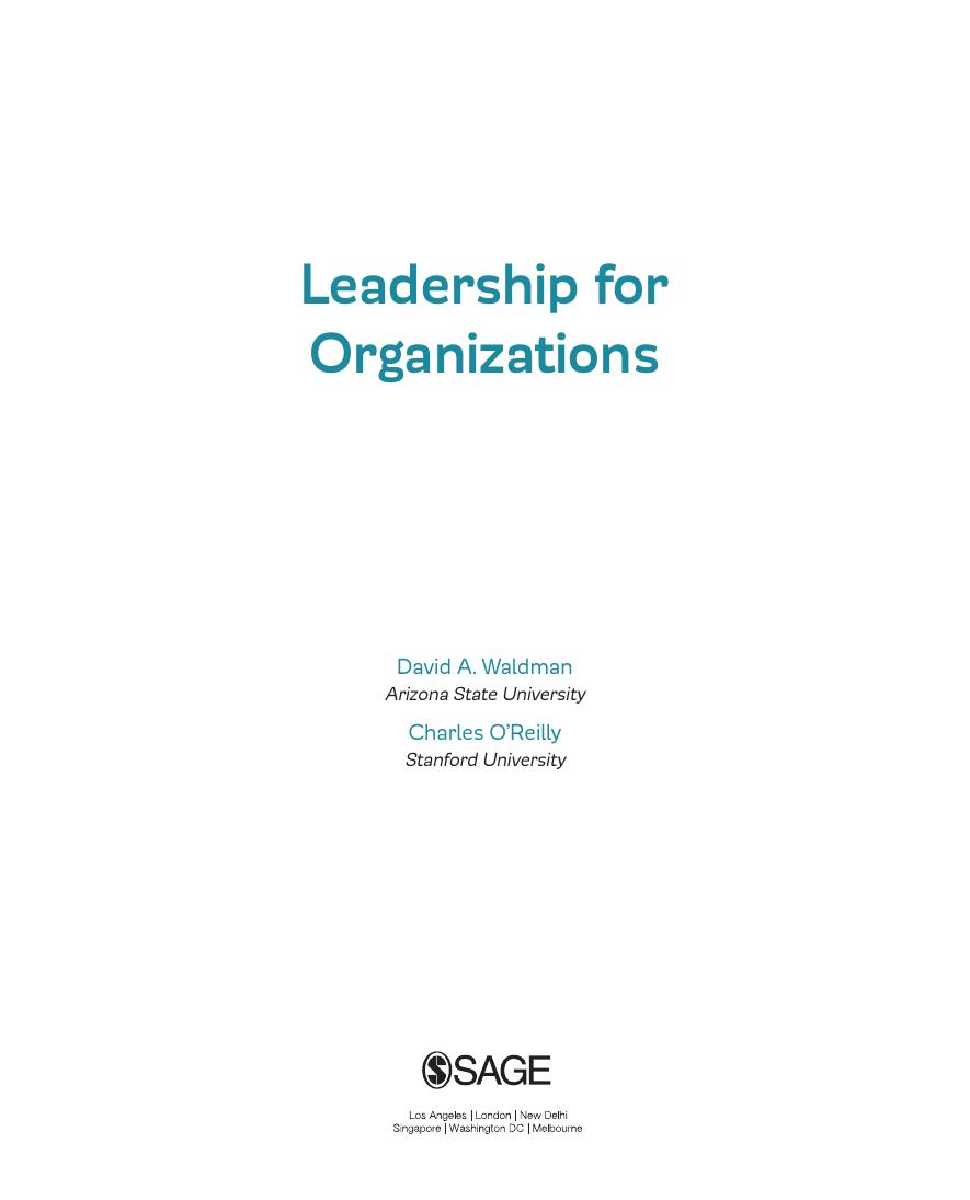 Preview page 2 of Leadership for Organizations 1st Interactive Edition By David Waldman, Charles O'Reilly