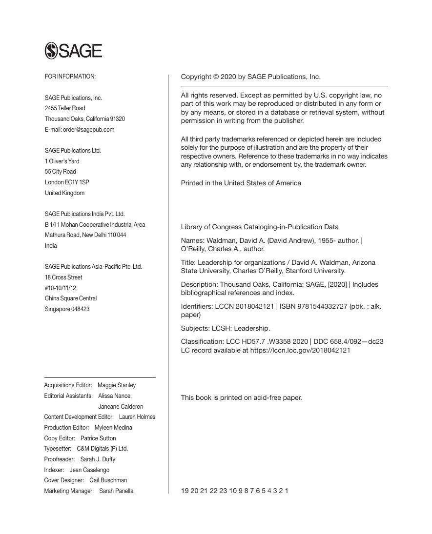 Preview page 4 of Leadership for Organizations 1st Interactive Edition By David Waldman, Charles O'Reilly