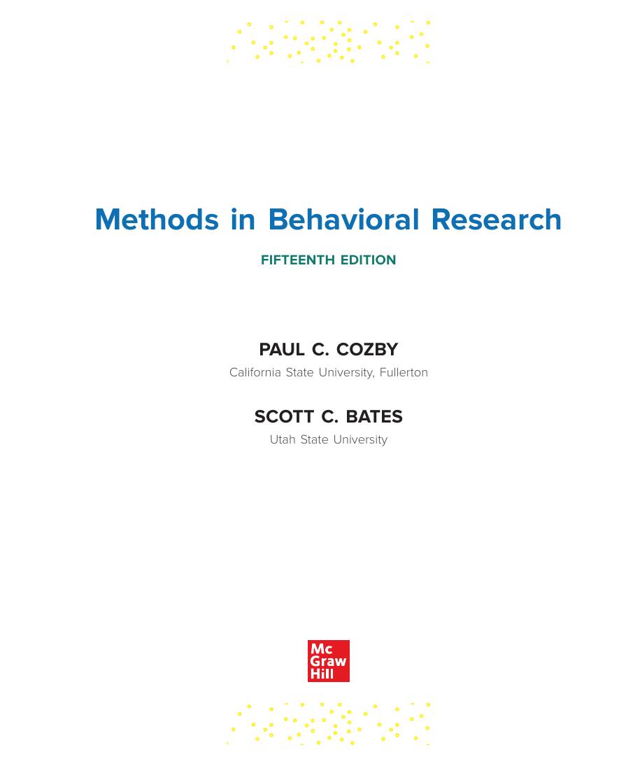 Preview page 4 of Methods in Behavioral Research 15th Edition By Paul Cozby, Scott Bates