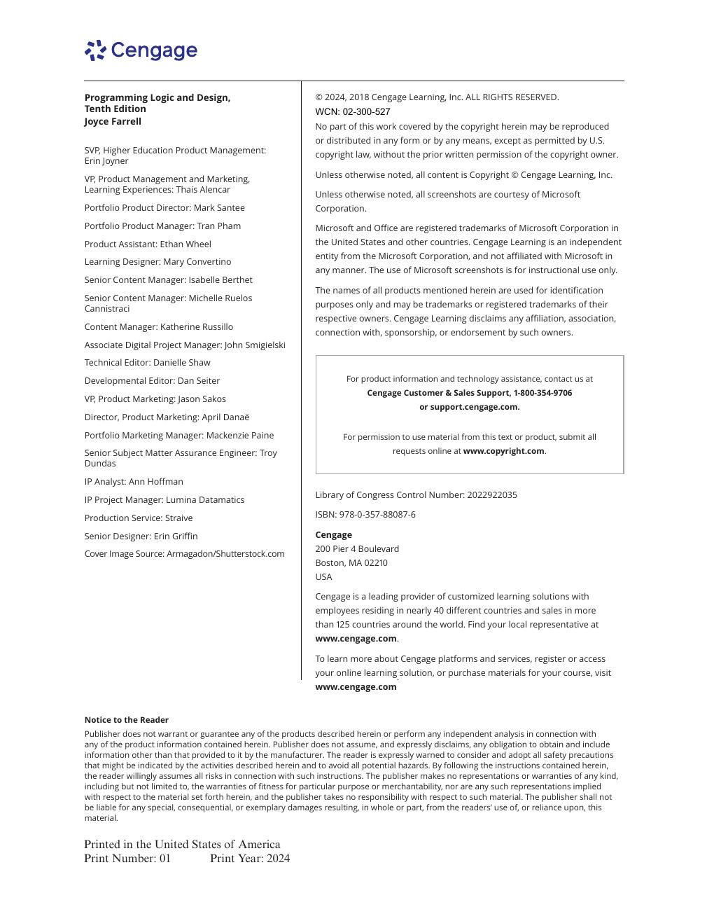 Preview page 3 of Programming Logic and Design 10th Edition By Joyce Farrell