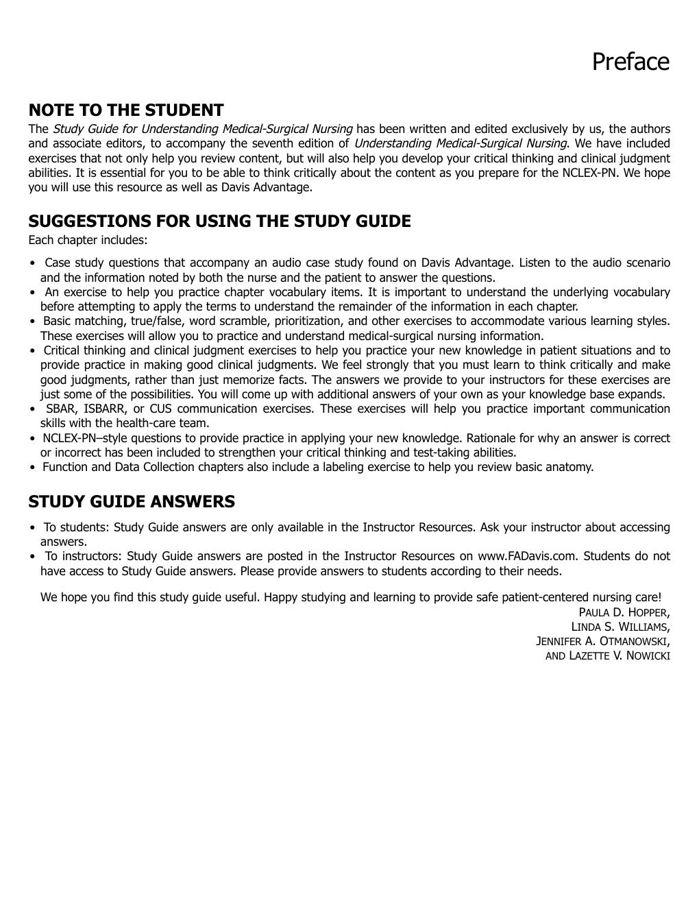 Preview page 4 of Study Guide Understanding Medical Surgical Nursing 7th Edition By Hopper, Williams