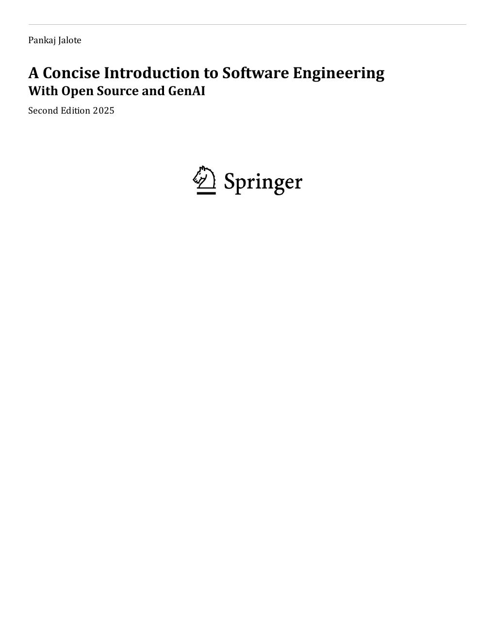 Preview page 4 of A Concise Introduction to Software Engineering With Open Source and GenAI 2nd Edition By Pankaj Jalote