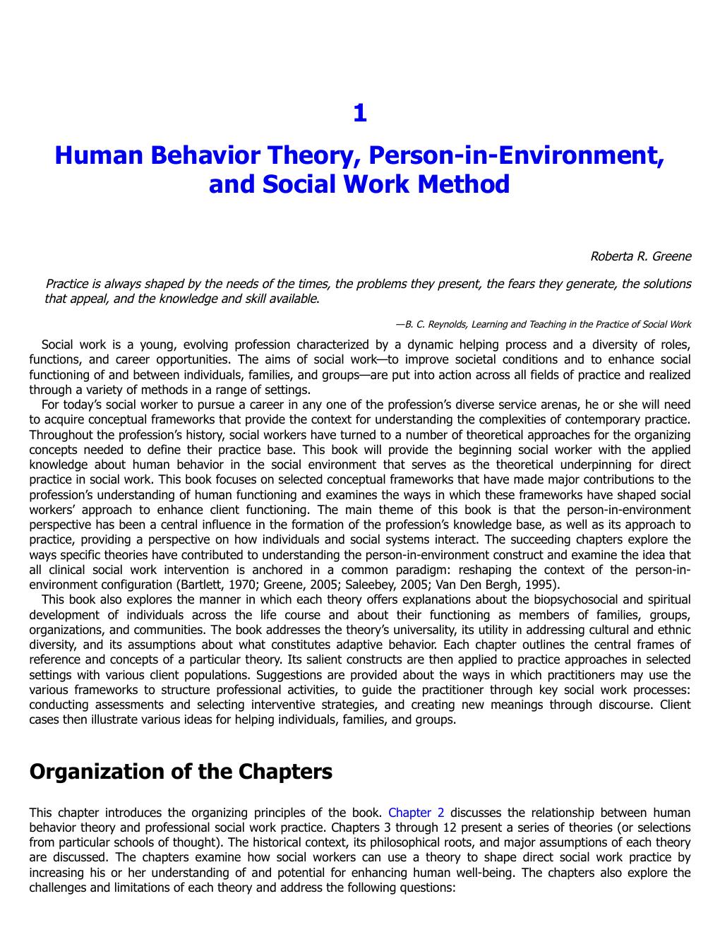 Preview page 6 of Human Behavior Theory and Social Work Practice 3rd Edition By Roberta Greene, Roberta Greene