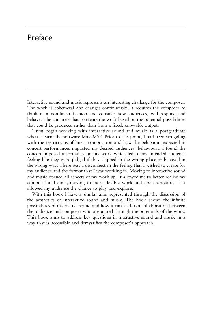 Preview page 7 of Interactive Sound and Music 1st Edition By Lucy Ann Harrison
