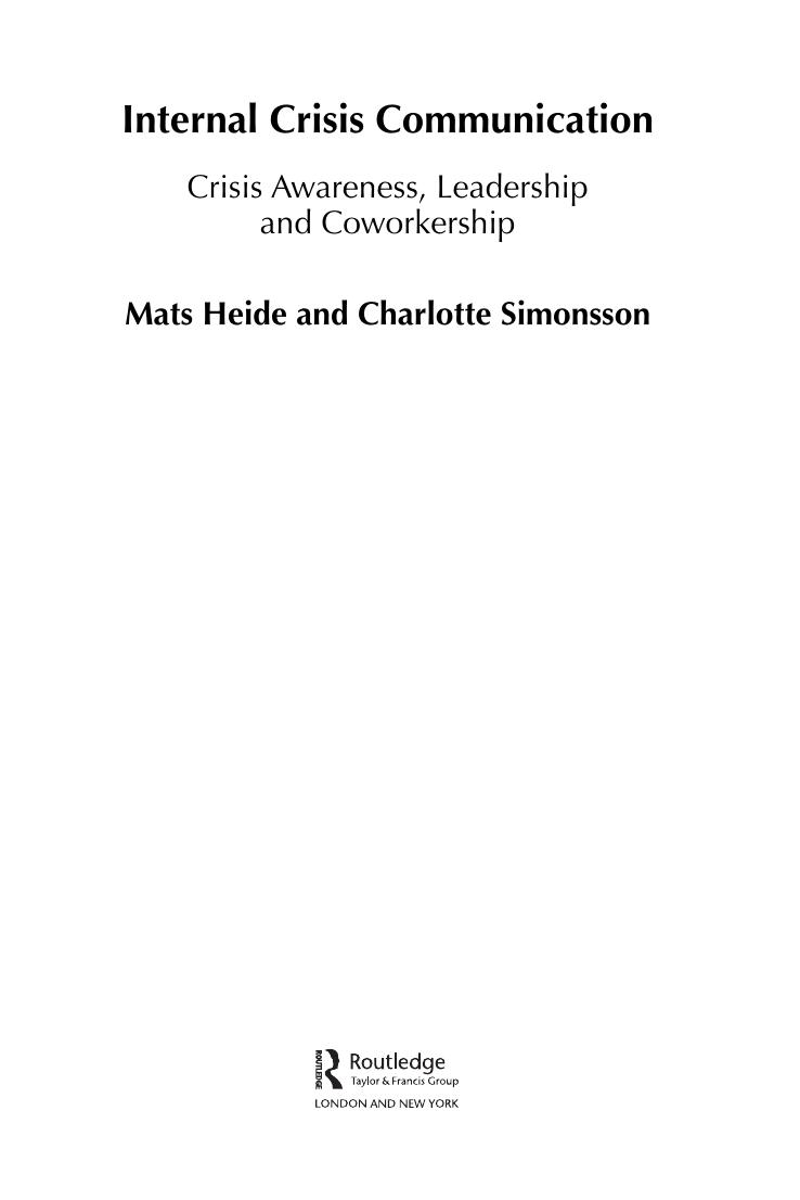 Preview page 2 of Internal Crisis Communication 1st Edition By Mats Heide, Charlotte Simonsson