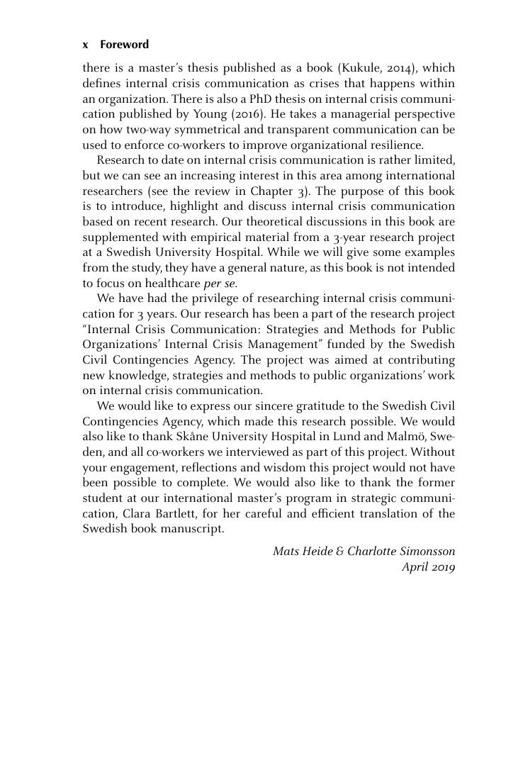 Preview page 10 of Internal Crisis Communication 1st Edition By Mats Heide, Charlotte Simonsson