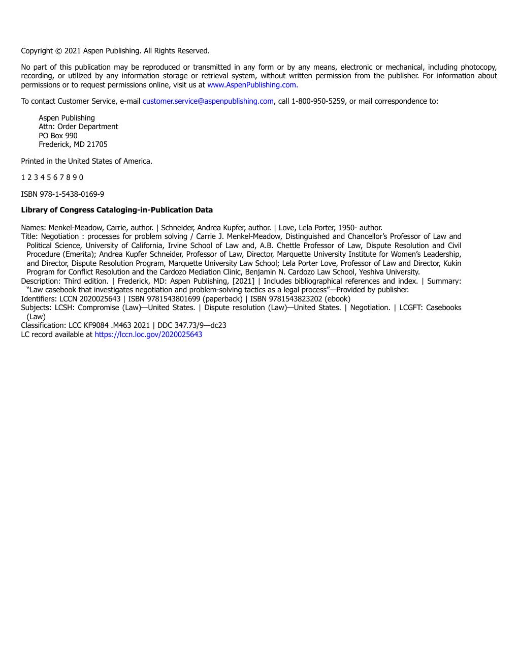 Preview page 4 of Negotiation Process for Problem Solving 3rd Edition By Menkel-Meadow, Schneider, Love