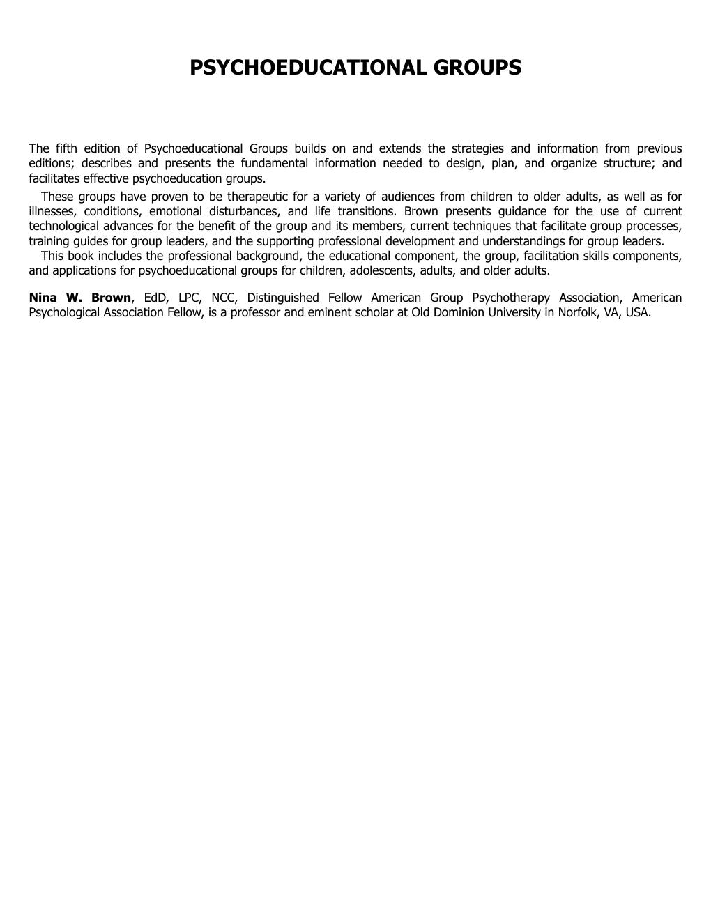 Preview page 4 of Psychoeducational Groups Process and Practice 5th Edition By Nina W Brown