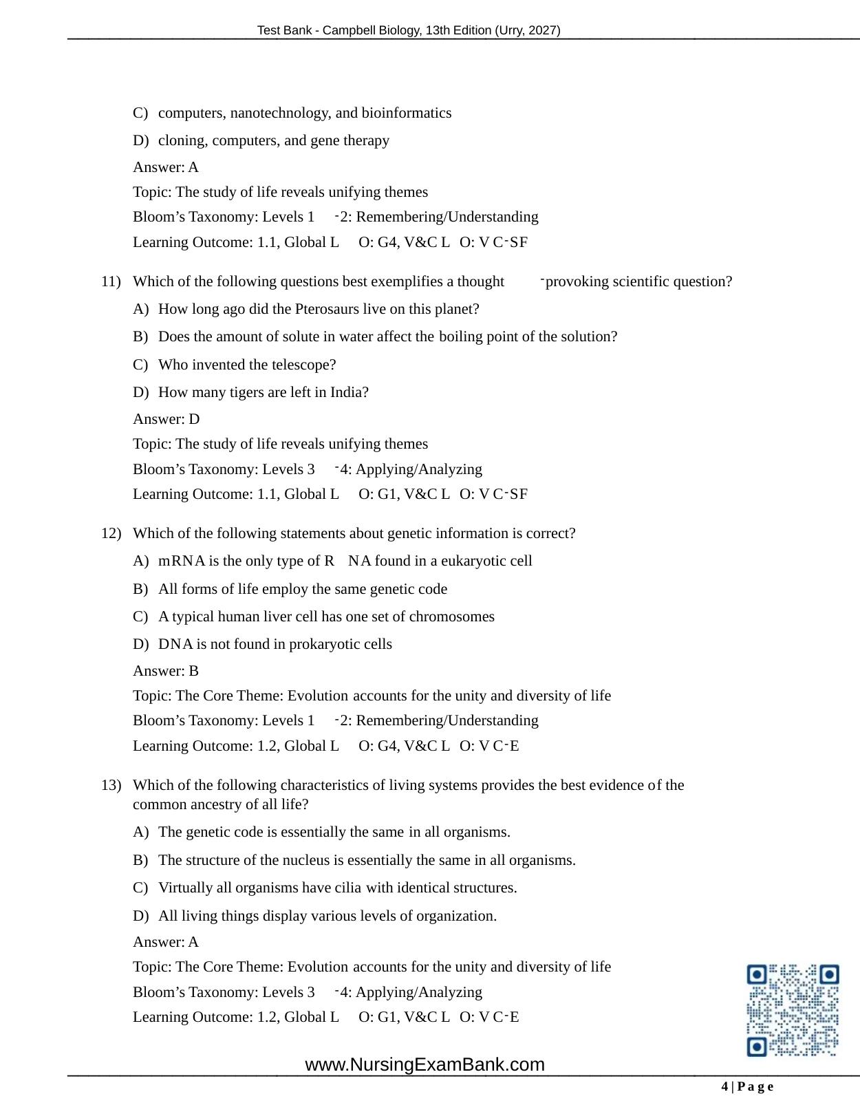 Preview page 6 of Test Bank Campbell Biology 13th Edition
