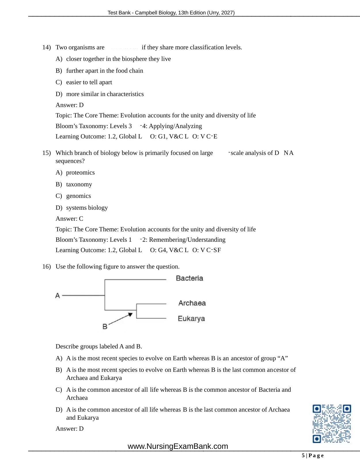 Preview page 7 of Test Bank Campbell Biology 13th Edition